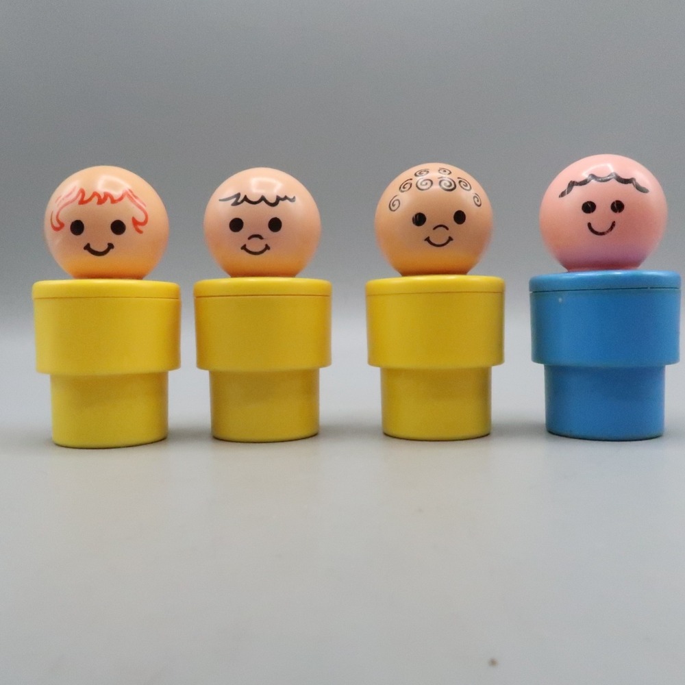 4 Vintage 1974 Fisher Price Jumbo X-Large Little People Figure Chunky 3 in